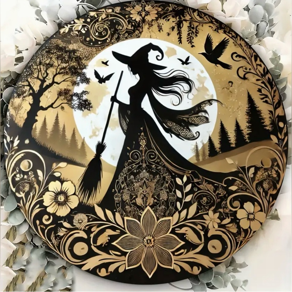 Gothic Witch Wall Art Vintage Inspired 2D Flat Metal Wall Art New